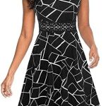 Owin Women’s Vintage Floral Lace Flared A-Line Swing Casual Party Cocktail Dresses Sleeveless