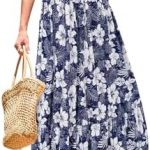 STYLEWORD Women’s 2024 Summer Casual Short Sleeve Crewneck Tiered Flowy Midi Dress Long Hawaiian Beach Sundress