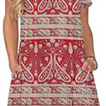 WNEEDU Women’s Summer Casual T Shirt Dresses Short Sleeve Swing Dress with Pockets
