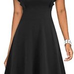 ihot Women 2024 Cocktail Party Dresses Ruffle Sleeve Fit and Flared A Line Swing Casual Work Dress with Pockets