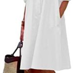 chouyatou Women’s Spring Summer Button-Down Shirt Dress Loose A-Line Midi Shift Tunic Dress