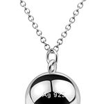 Women 925 Sterling Silver Harmony Ball Necklace Brilliant Chime Bola 20MM Pendant Choker 18″ 20″ 22″ 24″ 26″ Beads & O-Chain Teen Girls Jewelry Gifts For Pet Cats & Dogs