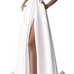 NATHGAM Wedding Dress for Women 2023 Bride Bridesmaid Formal Long Ball Gown Sexy Deep V-Neck Dress Elegant Empire Waist Dress