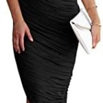 PRETTYGARDEN Women’s Ruched Bodycon Dress One Shoulder Sleeveless Party Cocktail Midi Pencil Dresses
