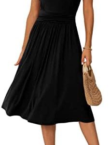 GRECERELLE Women’s Summer Dress for Women Wrap V Neck Ruffle Short Sleeve Casual Dress