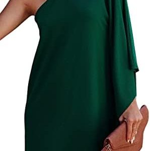 Jhsnjnr Women’s One Shoulder Dress Batwing Sleeve Mini Dress Elegant Sexy Party Club Dresses