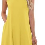 WNEEDU Womens Summer Dress Casual Beach Cover Up Swing Sundress with Pockets