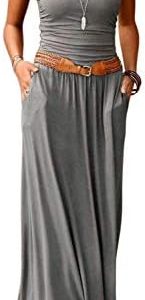 ANCAPELION Women’s Cold Shoulder Beach Summer Casual Long Maxi Dress with Pockets
