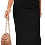 PRETTYGARDEN Women’s 2 Piece Summer Outfits Crewneck Tank Tops Split Bodycon Midi Skirt Dress Set