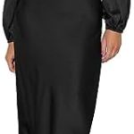 Famulily Maxi Cocktail Dresses for Women with Long Sleeves Satin Wedding Guest Dress for Evening Party Mock Neck Formal Dress