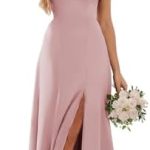 MEIDAOLELAI Chiffon Bridesmaid Dresses for Women Short Sleeve Wedding Guest Dress with Slit A Line Formal Gown