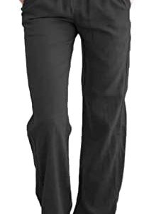 Yusongirl Cotton Linen Pants for Women Casual Womens Pants Wide Leg Lounge Pants Drawstring High Waist Trousers Straight Leg