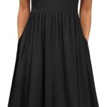 Hotouch Women Summer Dress 2024 Short Sleeve Midi Dress Casual T Shirt Flowy Dress Beach Sundress with Pockets