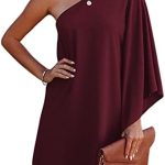 Womens Sexy One Shoulder Cocktail Dress Loose Casual Club Party Mini Dress