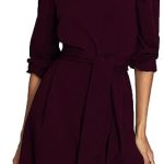 CHICCLOTH Women Fall Long Lantern Sleeve Cocktail Party Dress Loose Tie Waist Shift Wedding Guest Dresses S-XL