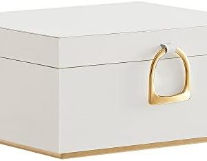 SONGMICS Jewelry Box Organizer for Women Girls, 2 Layer Large Jewelry Storage Case, PU Leather, White UJBC165W01