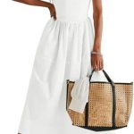 Fisoew Womens Spaghetti Strap Dress V Neck Backless Summer Casual A Line Cami Dress with Pocket