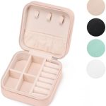 Mini Jewelry Travel Case,Small Jewelry Box,Traveling Jewelry Organizer,Portable Jewellery Storage Holder for Rings Earrings Necklace Bracelet Bangle Organizer,Boxes Gifts for Girls Women(PU-Pink)