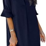 JOCAFIYE Womens Dresses V Neck Short Sleeve Solid Dresses Casual Shift Dresses for Women 2024