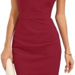 oten Womens Crew Neck Sleeveless Ruched Bodycon Sheath Work Cocktail Party Pencil Midi Dress