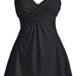 COCOPEAR Women’s Elegant Crossover One Piece Swimdress Floral Skirted Swimsuit(FBA)