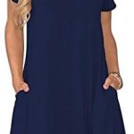 WNEEDU Women’s Summer Dresses Casual T Shirt Short Sleeve Swing Dress with Pockets