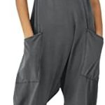 Yihaojia Women’S Casual Loose Jumpsuit Summer Baggy Romper Sleeveless Spaghetti Strap Overalls With Pockets 2023