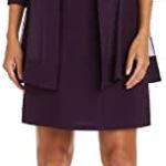 R&M Richards Womens Plus Metallic 2PC Dress with Cardigan