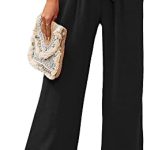 Heymoments Wide Leg Women Pants Lightweiht Waisted Adjustable Tie Knot Loose Comfy Casual Trousers with Pocket S-2XL