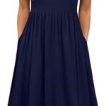 Hotouch Women Summer Dress 2024 Short Sleeve Midi Dress Casual T Shirt Flowy Dress Beach Sundress with Pockets