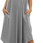 SUNDELL Women’s Summer Dress Sleeveless Maxi Dresses Casual V Neck Loose Midi Dresses with Pockets