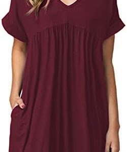 Jayscreate Women’s 2024 Summer Tshirt Dress Babydoll Casual Mini Tunic Ruched White Aline Flowy Dress