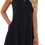 WNEEDU Women’s Summer Boho Dress Floral Casual Sleeveless Beach Dresses with Pockets 2024 New