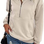 RANPHEE Womens Long Sleeve Tops Lapel Zipper Casual Sweatshirt Loose Pullover Shirts Activewear Running Jacket