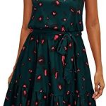 Newshows Women’s Summer Halter Black Dresses Casual Sleeveless Ruffle Sundress with Pockets