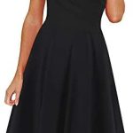 oxiuly Women’s V-Neck Cap Sleeve Floral Casual Work Stretchy Swing Dress OX233