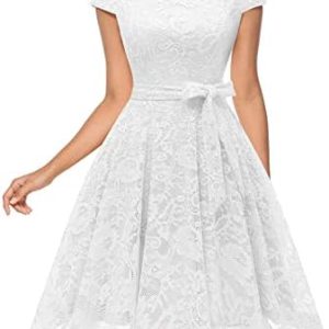 MUADRESS Women Short Lace Bridesmaid Dresses with Cap-Sleeve Formal Party Dresses