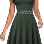 Owin Women’s Vintage Floral Lace Flared A-Line Swing Casual Party Cocktail Dresses Sleeveless