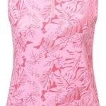 Moydan Womens Golf Apparel Print Polo Tennis Shirts Moisture Wicking Golf Tank Top with Zipper