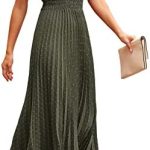 PRETTYGARDEN Women’s Midi Summer Dresses Casual V Neck Swiss Dot Ruffle Sleeveless A Line Beach Sun Dress