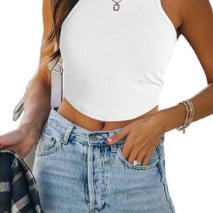 Jecakoo Womens Tank Top Square Neck Crop Top Ladies Summer Sleveeless Seamless Top