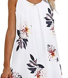 ULTRANICE Women’s 2024 Summer Beach Spaghetti Straps Floral Swing Sun Dress Casual Mini Dress