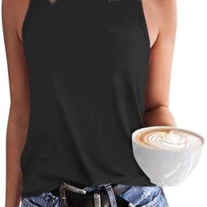 WNEEDU Womens Summer Tank Tops Sleeveless Crewneck Loose Fit Basic Cami 2024 New Casual Shirt