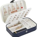 Jewelry Box Organiser Small Travel PU Leather Jewelry Storage Case for Rings Earrings Necklace Bracelets Faux Leather Jewelry Gift Box Girls Women-NAVY