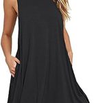 ALIGADUO Women’s Swing Cover Up Irregular Casual Dress with Pocket
