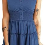 Dokotoo Womens Summer Dresses 2024 Sleeveless Button Down Smocked Elastic Waist Ruffle Tiered Casual Swing Mini Dress