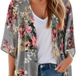 Womens Kimono Cardigan Floral Summer Tops Loose Beach Cover up Casual Jackets Shirts