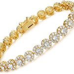 GEMSME 3.5mm Halo Tennis Bracelet 18K Yellow Gold/White Gold Plated Bracelet Classic Hypoallergenic Cubic Zirconia Tennis Bracelet for Women Men 6.5-8.5 Inch