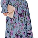 Sweezarmo Womens Casual V Neck Dresses Floral Long Sleeve Long Evening Dress Cocktail Party Wedding Dresses for Women
