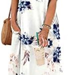 WNEEDU Women’s Maxi Dresses 2024 Summer Sleeveless Dress Casual Cover up Loose Sundresses Split Tshirt Dresses with Pockets